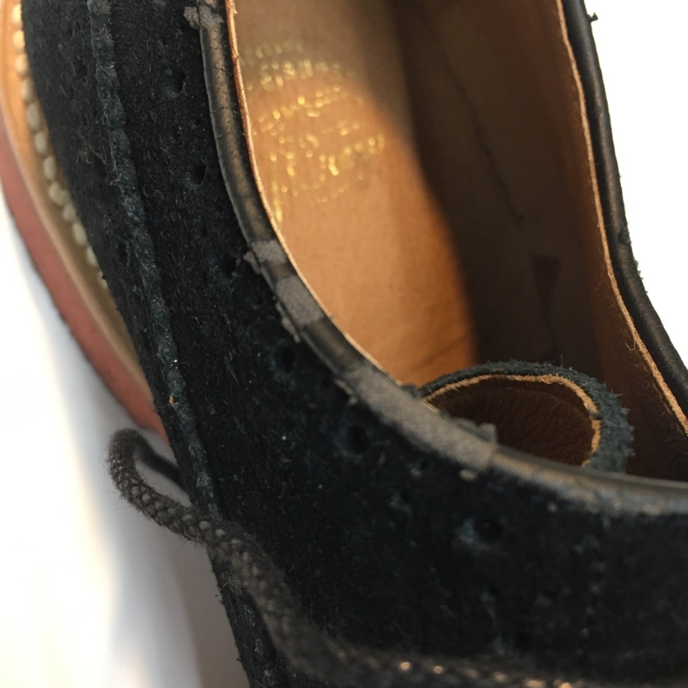 J Crew Kenton Suede Wing Tips Oxford Shoes Men's 10 Black Classic Academia - Picture 10 of 16